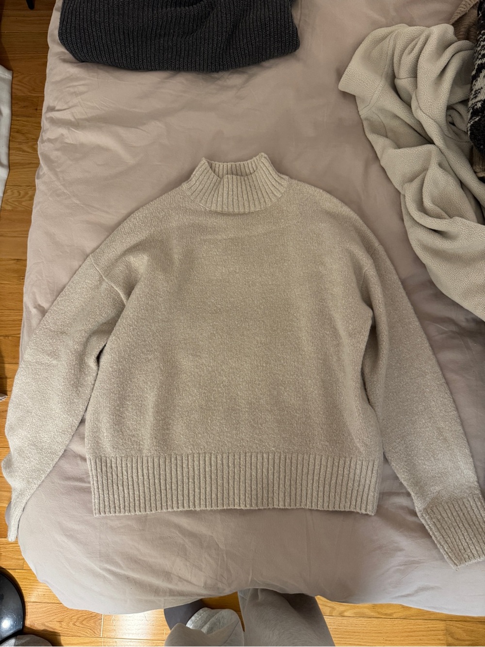 Cream Mock Neck Women's Sweater